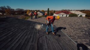 des couvreurs entrain de rechercher des fuite toiture